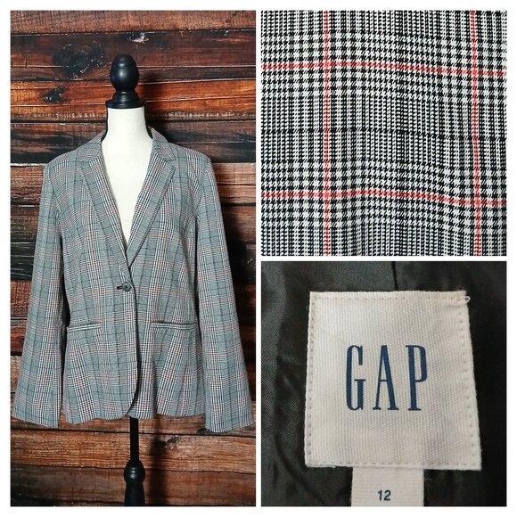 GAP Academy Blazer Jacket Size 12 Plaid - Picture 1 of 10
